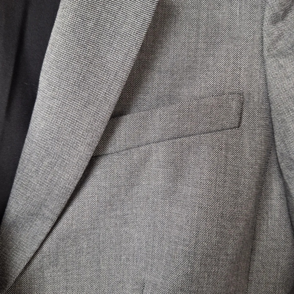 Ann Taylor Sz 8 Sharkskin Iced Slate Gray Two-Button Lined Blazer Jacket Pockets - Picture 6 of 16